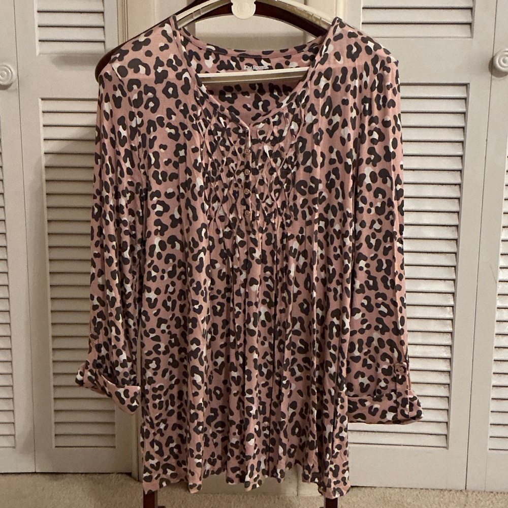Kim Rogers Pink Leopard Print Blouse
